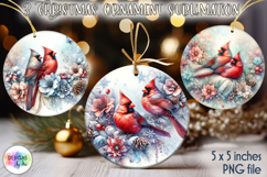Christmas Ornaments Sublimation, Winter Bird Christmas PNG Product Image 1