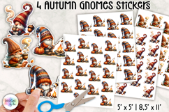 Autumn Gnome Stickers, Cute Fall Harvest Pumpkin and Leaves Product Image 1