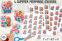 Summer Mermaid Stickers PNG, Tropical Planner Stickers Product Image 1