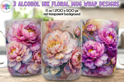Alcohol Ink Floral Mug Wrap | Spring Flowers Mug Print Product Image 1
