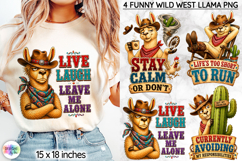 Funny Wild West Llama Sublimation, Sarcastic Llama Lover PNG Product Image 1