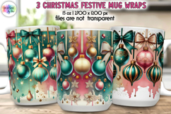 Christmas Ornaments Mug Wrap, Watercolour Christmas Mug Wrap Product Image 1