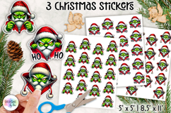 Christmas Grumpy Stickers, Funny Green Character Holiday Product Image 1