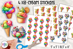 Summer Ice Cream &amp; Popsicle Stickers PNG, Summer Stickers Product Image 1