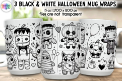 Black and White Halloween Mug Wraps, Cute Spooky Mug Design Product Image 1