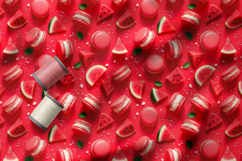 Colourful Macarons and Berries Seamless Patterns, Summer PNG Product Image 5