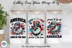 Patriotic Libbey Can Glass Wrap, 16 oz Can Glass Sublimation Product Image 1