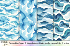 Fluid Ocean Abstract Shapes Patterns, Digital Paper Product Image 1