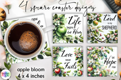 Religious Quotes and Apple Blossoms Coasters, Christian PNG Product Image 1