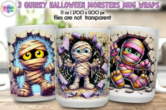 Quirky Halloween Monsters Mug Wraps, Cute and Funny Mug Wrap Product Image 1