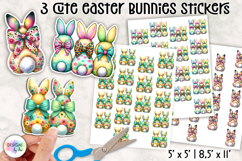 Cute Easter Bunny Stickers, Colorful Bow Bunnies Product Image 1