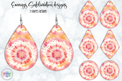 Tie Dye Earrings Sublimation, Boho Teardrop Earrings Print Product Image 1