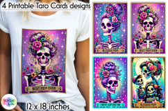Tarot Card Halloween Sublimation, Messy Bun Mom Skeleton Product Image 1