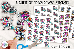 Summer Cows Stickers PNG, Cute and Stylish Cow Clipart Product Image 1