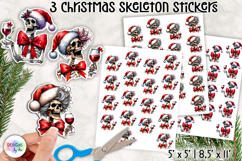 Funny Christmas Skeleton Stickers | Santa Skull Clipart Product Image 1