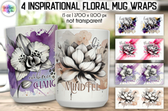 Inspirational Floral Mug Wraps, Artistic 15oz Mug Design Product Image 1