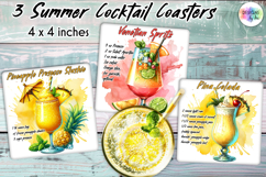 Summer Cocktail Recipe Coaster, Party Cocktail Coasters Product Image 1