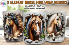 Horse Mug Wrap, Broken Brick Wall Mug Print, Horse Lover Mug Product Image 1