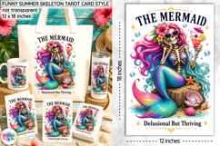 Funny Summer Skeleton Sublimation, The Mermaid Tarot Card Product Image 1