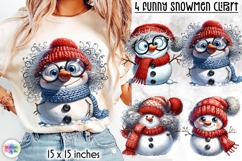 Green Knitted Hat Snowmen Clipart, Cute Winter Snowman PNG Product Image 1