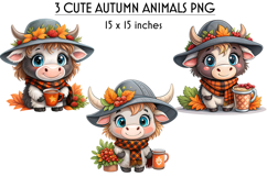 Autumn Retro Animal Clipart, Cute Fall Animals, Baby Animal Product Image 1