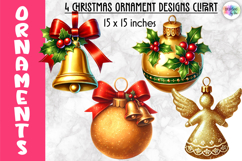 Christmas Ornaments Clipart, Christmas Tree Baubles PNG Product Image 1