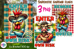Sarcastic Garden Flag, Funny Garden Sign, Funny Rooster PNG Product Image 1