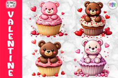 Valentine Cupcake Clipart, Cute Cartoon Love Desserts PNG Product Image 1