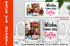 Funny Owl Teacher Coffee Mug Wrap PNG, Back to School PNG Product Image 1