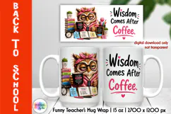 Funny Owl Teacher Coffee Mug Wrap PNG, Back to School PNG Product Image 1