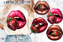 Chocolate Strawberry Lips Clipart, Glam Lips with Chocolate Product Image 1