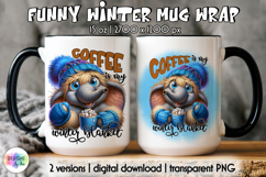 Cute Winter Animals Mag Wrap, Hot Cocoa Mug Wrap PNG Product Image 1