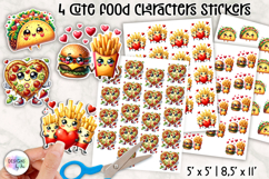 Cute Food Characters Stickers Printable, Kawaii Food Puns Product Image 1