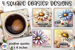 Spring Floral Coaster Sublimation, Positive Quotes Coasters Product Image 1