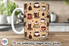 Coffee Lover Mug Wrap Sublimation, Coffee and Cookies Patter Product Image 1