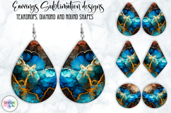 Earrings Sublimation Designs, Liquid Art, Fluid Art and Wood Product Image 1