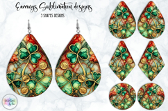 St. Patrick’s Day Earrings Sublimation, Lucky Clover Art Product Image 1