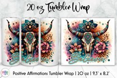Positive Affirmation Tumbler Wrap Bundle, Bull Skull Tumbler Product Image 6