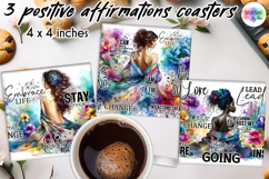 Positive Affirmations Coaster Sublimation, Inspirational PNG Product Image 1