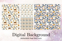 Coffee Flower Background Wallpaper Pattern Digital Paper_5 Product Image 1