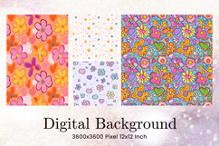 Flower Pattern Background Wallpaper Digital Paper_5 Product Image 1