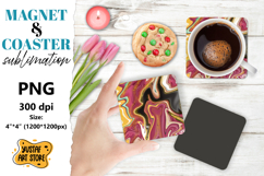 Abstract paint magnet/coaster sublimation. Fluid art Product Image 1