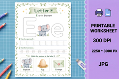 Letter e letters printable alphabet tracing worksheet Product Image 1