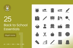 Back to School Essentials Glyph Icons Product Image 1