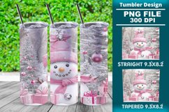 Pink Christmas snowman 20oz tumbler wrap design Product Image 1