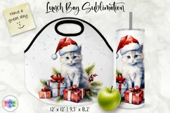 Watercolour Kitten Lunch Bag Print | Christmas Lunch Bag Product Image 1