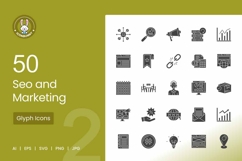 SEO &amp; Marketing Glyph Icons Product Image 1