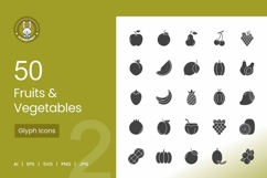 Fruits &amp; Vegetables Glyph Icons Product Image 1