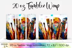 Back to School Tumbler Wrap | Paint Brushes Colourful PNG Product Image 1
