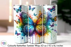 Watercolour Butterflies Tumbler Wrap, Colourful Butterflies Product Image 1